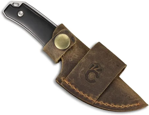 Vista 6 de Cool Hand Cuchillo de transporte horizontal de 5.98 pulgadas, cuchillos de caza de supervivencia compactos de espiga completa, funda de cuero