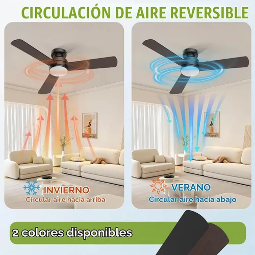 Vista 5 de Ventiladores de techo con luces, ventilador de techo moderno de perfil bajo de 42 pulgadas con luz y control remoto, 3CCT, motor CC reversible de 6