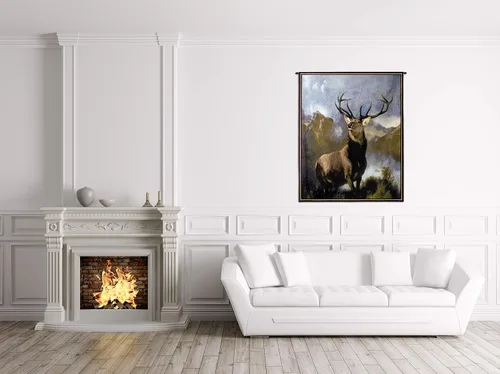 Vista 3 de Monarch of the Glen de Sir Edwin Landseer Tapiz tejido para colgar Majestic Deer Wildlife Lodge - 100% algodón, tamaño de Estados Unidos, 53 x