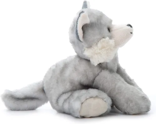 Vista 9 de The Petting Zoo Peluche de lobo, regalos para niños, animales salvajes del zoológico Onez, juguete de peluche de lobo gris de 9 pulgadas