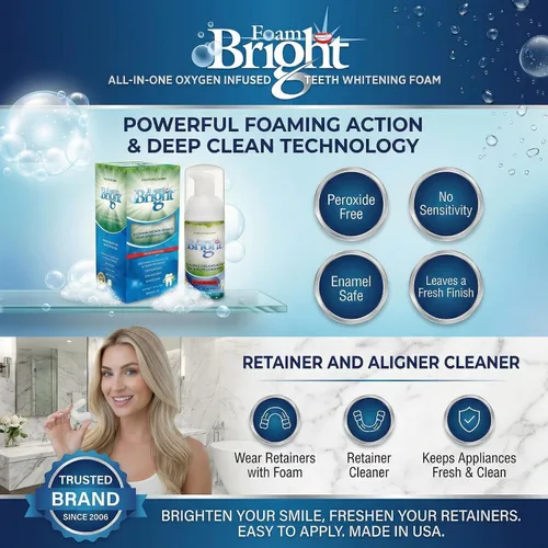Vista 4 de Aligner & Retainer Cleaner - Espuma blanqueadora Compatible con Invisalign, Byte, Candid, ClearCorrect Protector bucal limpiador de dentaduras