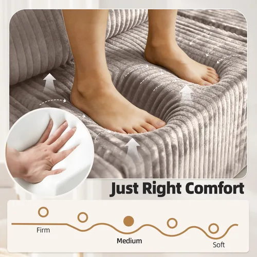 Vista 3 de Sofá modular de 98 pulgadas, sofá modular de 3 plazas en forma de L con otomana, moderno sofá seccional de nube para sala de estar, dormitorio Beige