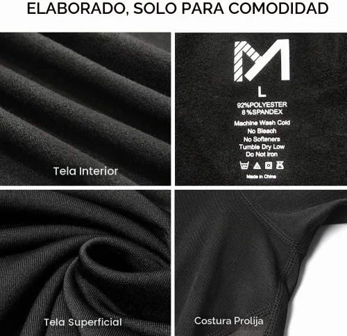 Vista 3 de MEETYOO - Ropa interior térmica para hombre, conjunto de calzoncillos largos, capa base de invierno, para esquí y correr Negro