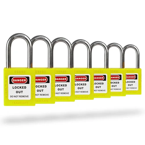 Vista 20 de TRADESAFE Juego de cerraduras de bloqueo - 7 candados iguales con llave roja, 2 llaves por cerradura, cerraduras Loto compatibles con OSHA