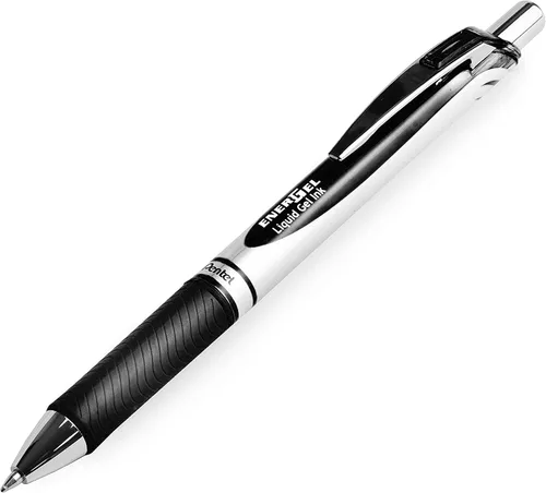 Vista 2 de Pentel EnerGel XM BL77 - Bolígrafo retráctil de tinta de gel líquido, 0.028 in, 54% reciclado, tinta negra, azul, roja, verde y violeta, paquete