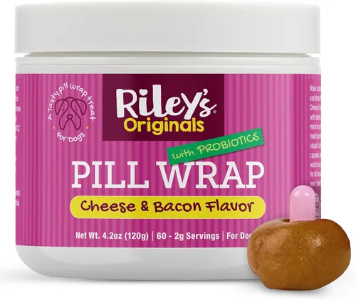Vista 9 de Riley's Pastillero para perros con probióticos, deliciosa pasta de píldoras con sabor a tocino para perros, envuelve pastillas, cápsulas y tabletas