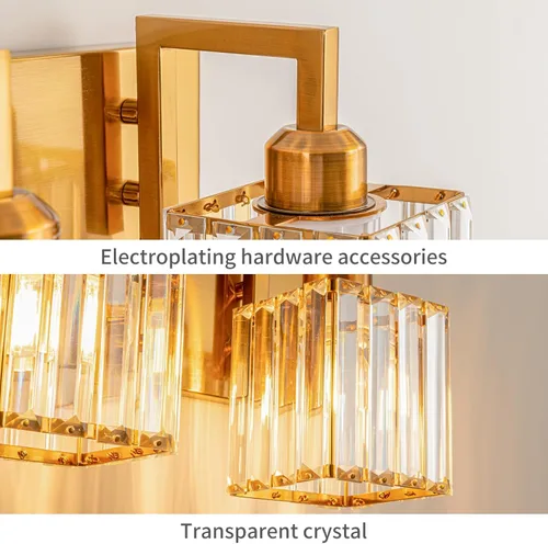 Vista 5 de Moderna lámpara de cristal para pared/tocador de baño, de 5 luces, color cromo Oro torcido