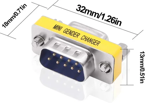 Vista 2 de DB9 cambiador de género conector sin soldadura macho a hembra adaptador Sin soldadura, Mini RS232 D-SUB 9 Pin Serial Cable Acoplador