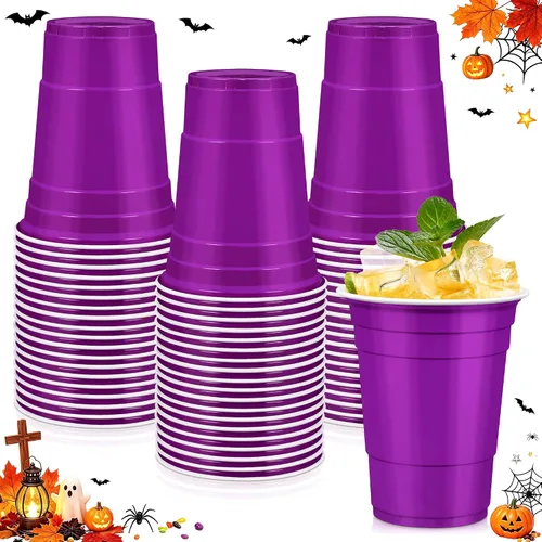 Vista 19 de LANLISA 50 vasos de plástico negros, vasos desechables de 16 onzas, tazas para beber para suministros de fiesta