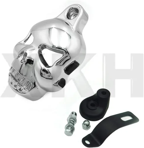 Vista 8 de SMT-Cubierta de cuerno de calavera cromada compatible con Harley Big Twins V-Rods Stock Cowbell 1992-2013 [B00RUEPWSE]