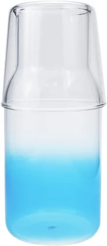 Vista 4 de Sizikato Jarra de Agua de Mesita de Noche de Cristal Transparente de 15 Oz con Vaso de Cristal. Ámbar