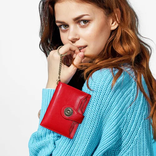 Vista 6 de Travelambo Rfid Wallet - Cartera de cuero para mujer, Rojo -, Moda