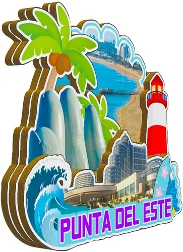 Vista 2 de Punta Del Este Uruguay - Imán de madera para nevera, monumentos 3D, recuerdos coleccionables, decoración hecha a mano -2322