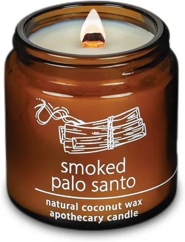 Vista 31 de Vela de mecha de madera agrietada Hemlock Park hecha a mano con cera de coco natural (grande de 16 oz, ámbar) Coconut Apricot Wax Crackling Wood
