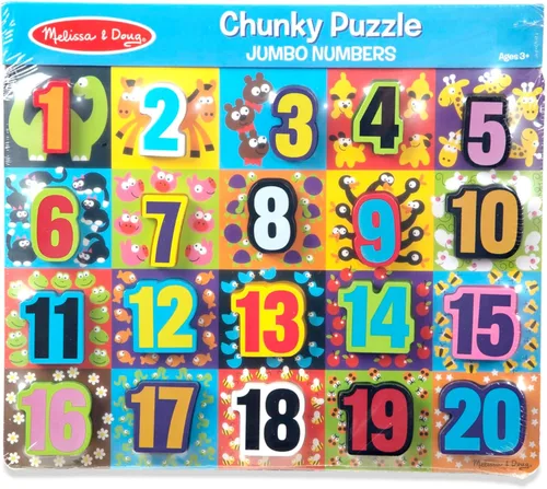 Vista 6 de Melissa & Doug – Rompecabezas de madera de piezas grandes de números jumbo (20 piezas)