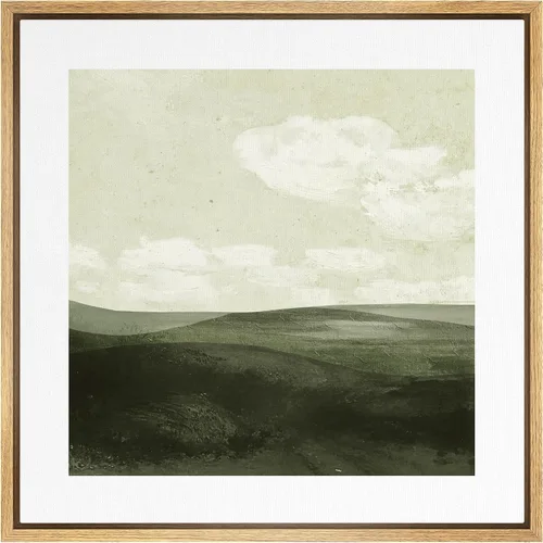 Vista 53 de SIGNWIN Lienzo enmarcado para pared, diseño retro de cielo azul y nube, paisaje, naturaleza, ilustraciones de área silvestre, bellas artes, casa