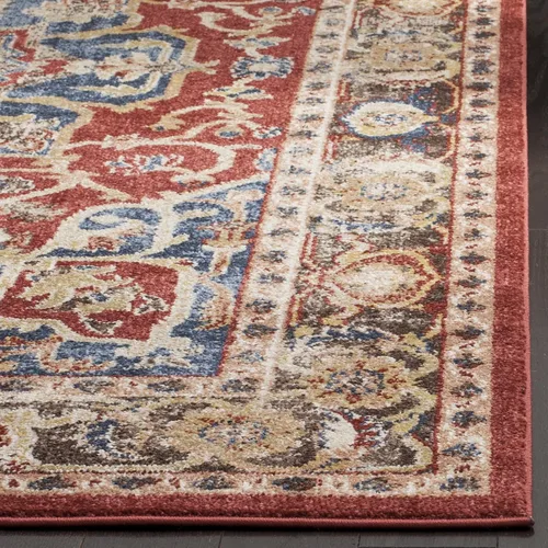 Vista 4 de SAFAVIEH Bijar Collection BIJ605R - Alfombra tradicional oriental, envejecida, no desprende pelusa, 2 pies 3 pulgadas x 12 pies, color rojo y azul