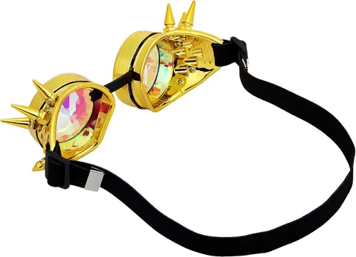 Vista 164 de Gafas de caleidoscopio retro con pinchos, gafas de cristal arcoíris steampunk estilo soldadura, gafas de cosplay punk