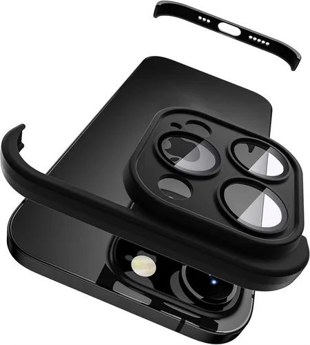 Vista 2 de Funda para iPhone 15 Pro con protector de lente de cámara, almohadilla de borde de esquina sin marco, suave y delgada de silicona TPU a prueba