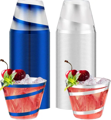 Vista 40 de Gejoy Vasos de plástico con borde de 9 onzas, vasos desechables para beber vino, vasos de graduación transparentes y elegantes para suministros