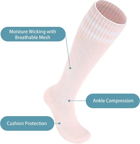 Vista 2 de FPAKDH 2 pares de calcetines de fútbol para niños de 5 a 12 años transpirables para entrenamiento deportivo, calcetines de fútbol para niñas y niños