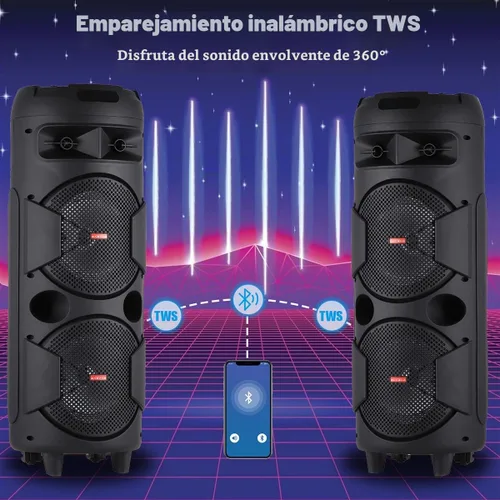 Vista 4 de Altavoz Bluetooth inalámbrico dual del partido de 8" para el canto