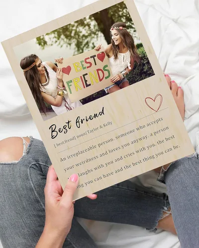 Vista 4 de Regalos de cumpleaños de mejor amiga para mujeres, regalos personalizados para mejor amiga hermana, impresiones de madera personalizadas con fotos