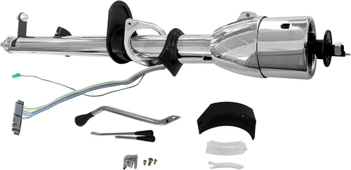 Vista 15 de Columna de dirección manual de 81 cm con inclinación, acabado de acero inoxidable pulido, con adaptador de rueda de 9 orificios, sin llave Columna