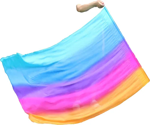 Vista 27 de Winged Sirenny Bandera de seda Poi, 50 pulgadas rectangular de seda giratoria, bandera de alabanza profética adoración adoración danza (aventura B)