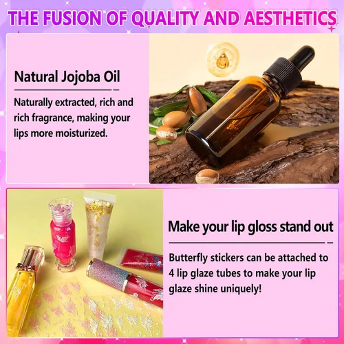Vista 9 de Jcoos Kit de fabricación de brillo de labios, kit de brillo de labios divertido para niños, haz tu propio kit de brillo de labios