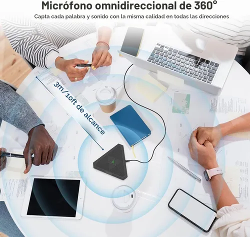 Vista 6 de CMTECK Micrófono USB para Conferencias, Botón de Silencio, Micrófono de Condensador Omnidireccional de Superficie para Grabación, Transmisión