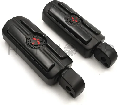 Vista 3 de Compatible con H-D Motocicleta Touring Black HTTMT Skull Macho Pie Peg Mount Par de Clavijas de Pie de Calavera [P/N: MT216-051-MBK-XIN]