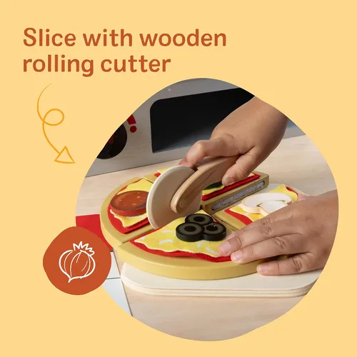 Vista 11 de Melissa & Doug - Juego de pizza de madera Top & Bake con comida de juguete (41 piezas) Juguete de preescolar, juego de comida de madera