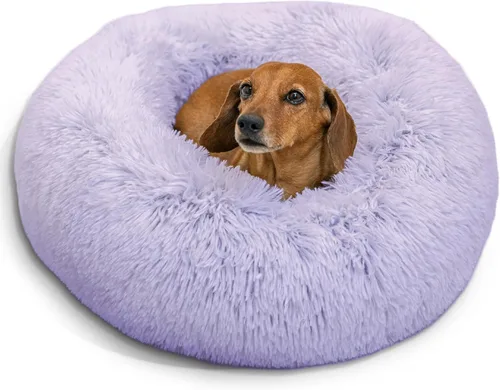 Vista 70 de Best Friends by Sheri - The Original Calming Donut - Cama calmante en forma de dona para perros y gatos - Pelo largo, azul bebé, M, 30 x 30 pulgadas