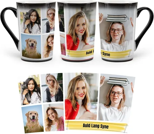 Vista 10 de Taza personalizada, tazas personalizadas que cambian de color, con collage de 1 imágenes, taza de café mágica con foto, imagen, nombre, texto