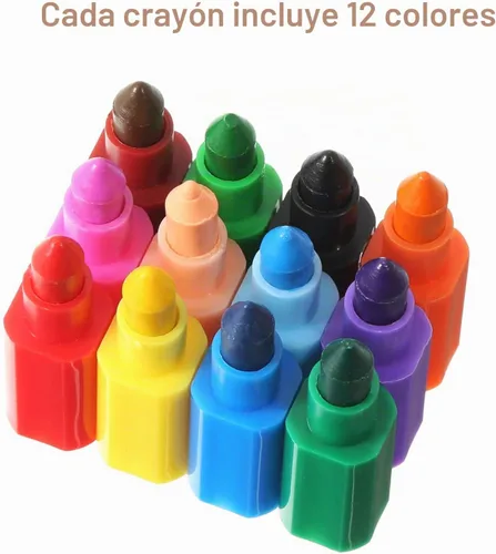 Vista 2 de Leinuosen 12 piezas de crayones apilables de colores apilables