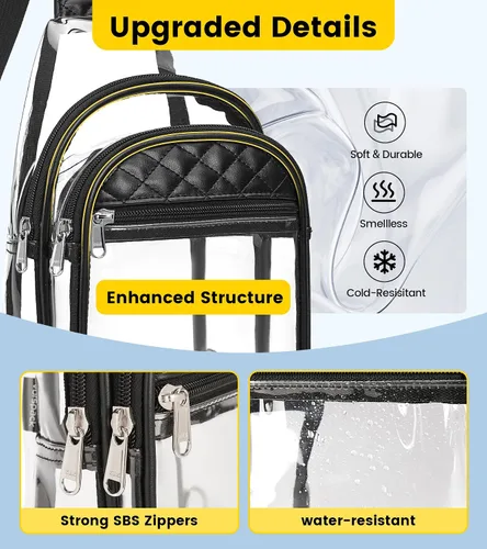 Vista 6 de Vorspack Clear Bag for Stadium Events - Crossbody Bag for Women Clear Stadium Bag for Concerts Sports Festivals