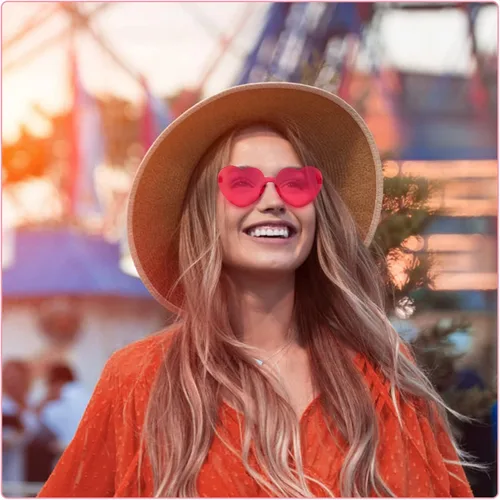 Vista 7 de Heart Shaped Sunglasses for Women, Transparent Candy Rimless Sunglasses, Fashion Heart Shaped Glasses for Party Favor