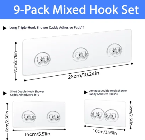 Vista 3 de Shower Caddy Adhesive Replacement Hooks, Heavy Duty Adhesive Strips