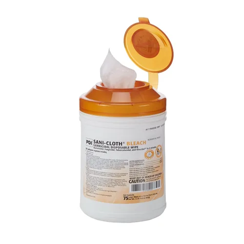 Vista 2 de Sani-Cloth Bleach, toallitas desechables germicidas, toallitas desinfectantes de superficie de grado hospitalario para cuidado de la salud y baño