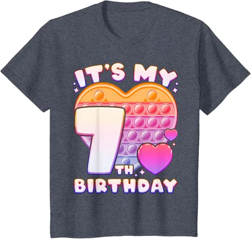 Vista 83 de Pop-it Birthday Girl 7 años de edad, Push it Pop Fidget Bubble Camiseta, Negro