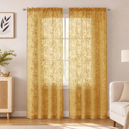 Vista 55 de OVZME Anji Clip Voile Sheer Tiers RD 2X30X36 Negro