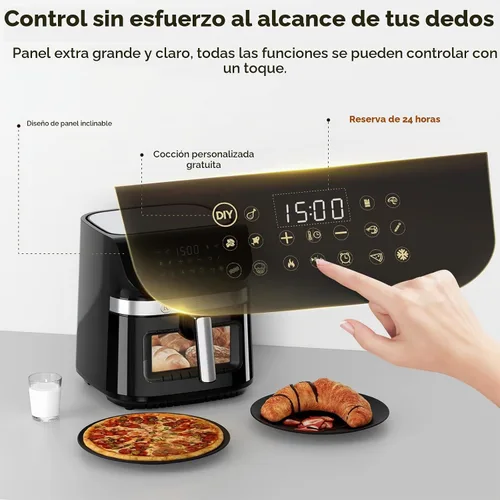 Vista 6 de Kitchen Elite Horno freidora de aire con acero inoxidable, freidora de aire grande de 9.5 cuartos de galón, 9 preajustes de cocción de 1 toque