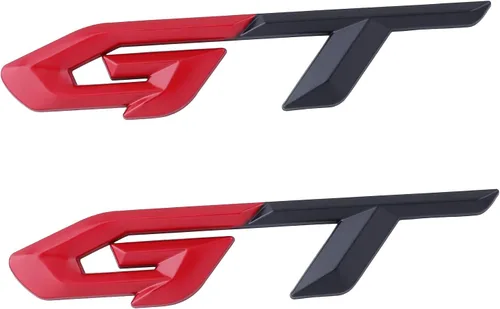 Vista 10 de GT - Calcomanías de metal 3D autoadhesivas para automóvil, emblema de automóvil e insignia, decoración de cubierta de arañazos para camión Negro-rojo
