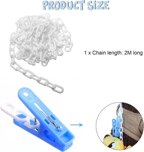 Vista 2 de Blulu Cadena de almacenamiento de animales de peluche de 80 pulgadas para almacenamiento de animales de peluche con 20 clips, organizador colgante