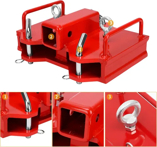 Vista 2 de [Usado] YINTATECH Accesorio de enganche de remolque de carretilla elevadora doble, capacidad de remolque de 6500 libras por receptor de 2 pulgadas