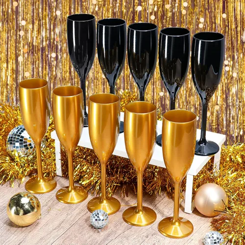 Vista 8 de XUWAIDSGN Copas de champán acrílicas, copas para brindar, vasos irrompibles para bar de mimosa, copas de vino reutilizables, copas de champán