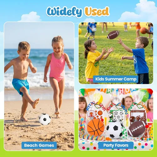 Vista 8 de Shindel Paquete de 3 pelotas deportivas, pelota de fútbol de 5 pulgadas, baloncesto y balones de fútbol americano de 7 pulgadas para niños