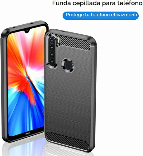 Vista 7 de Funda protectora para Xiaomi Redmi Note 8 de fibra de carbono, TPU suave, antideslizante, duradera, ligera, protectora para Redmi Note 8, negro