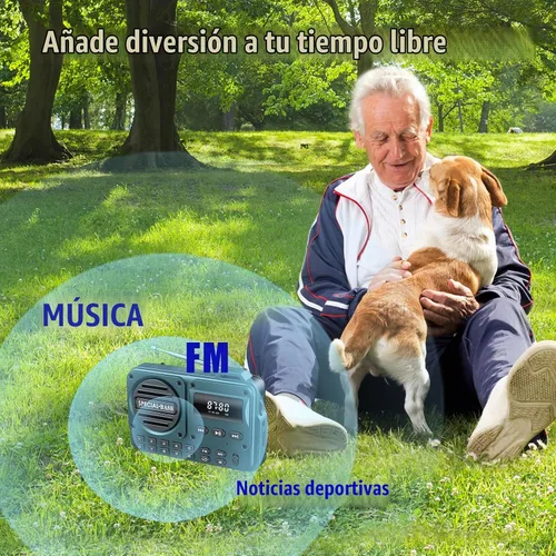 Vista 5 de Radio de bolsillo FM con carga USB-C de 2000mAh recargable, excelente recepción, altavoz claro y conector para auriculares, pantalla LCD, radio FM